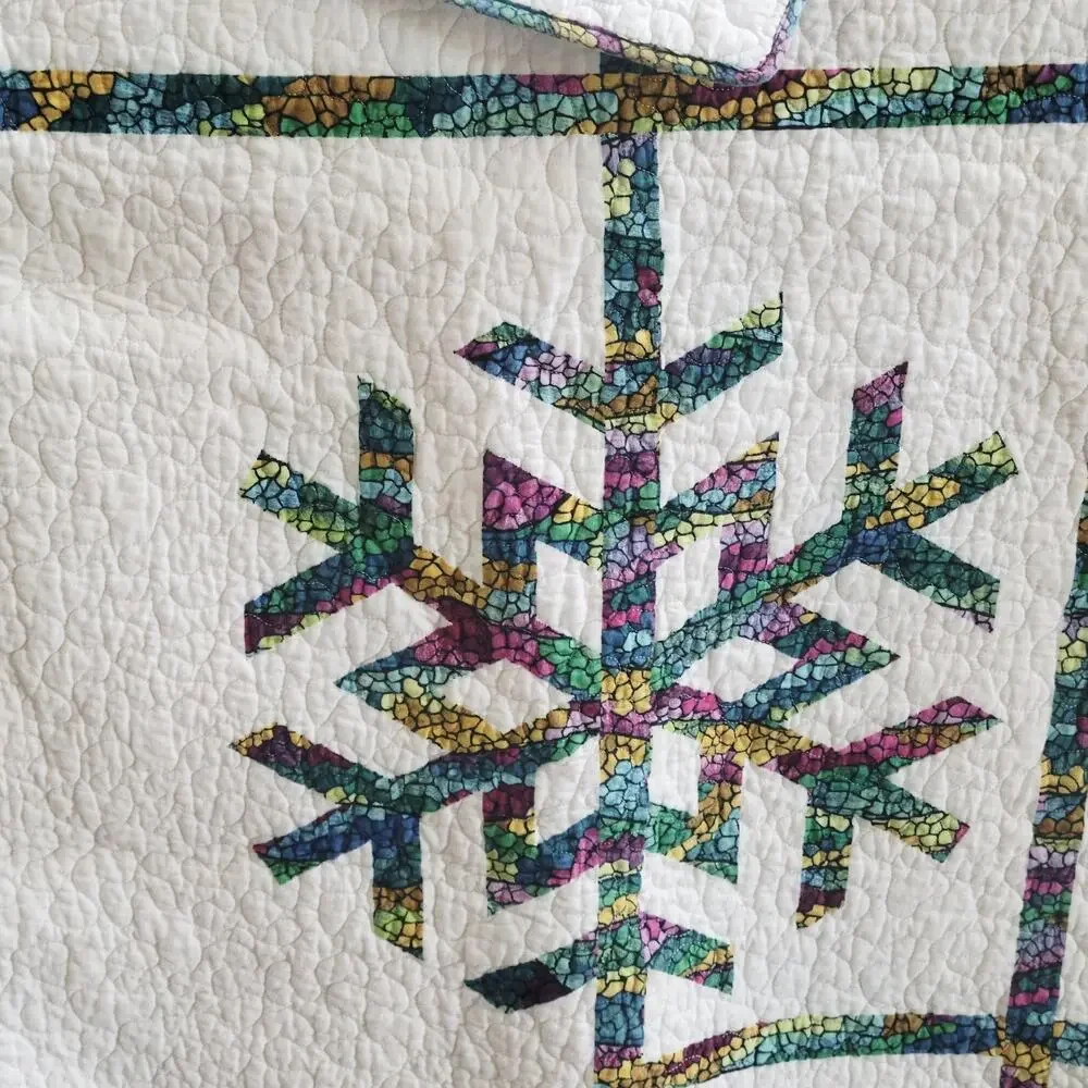 Rare Twin Size Vintage Quilt with Pillow Star design Multicolor